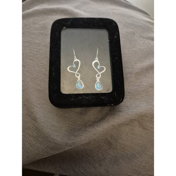 Unbranded Jewelry - Sterling Silver Earrings with Blue Topaz Stone